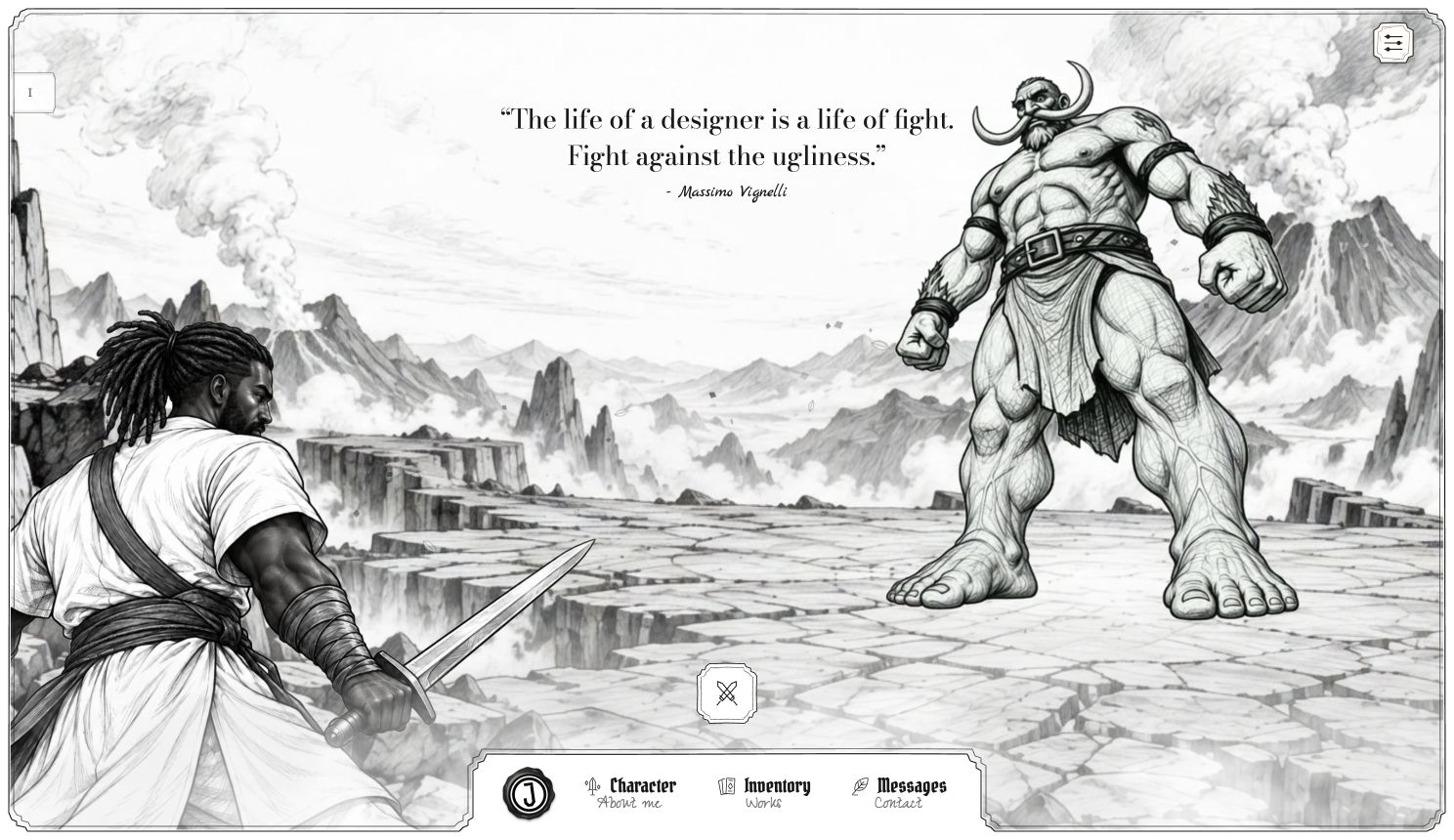 Gamified portfolio on desktop