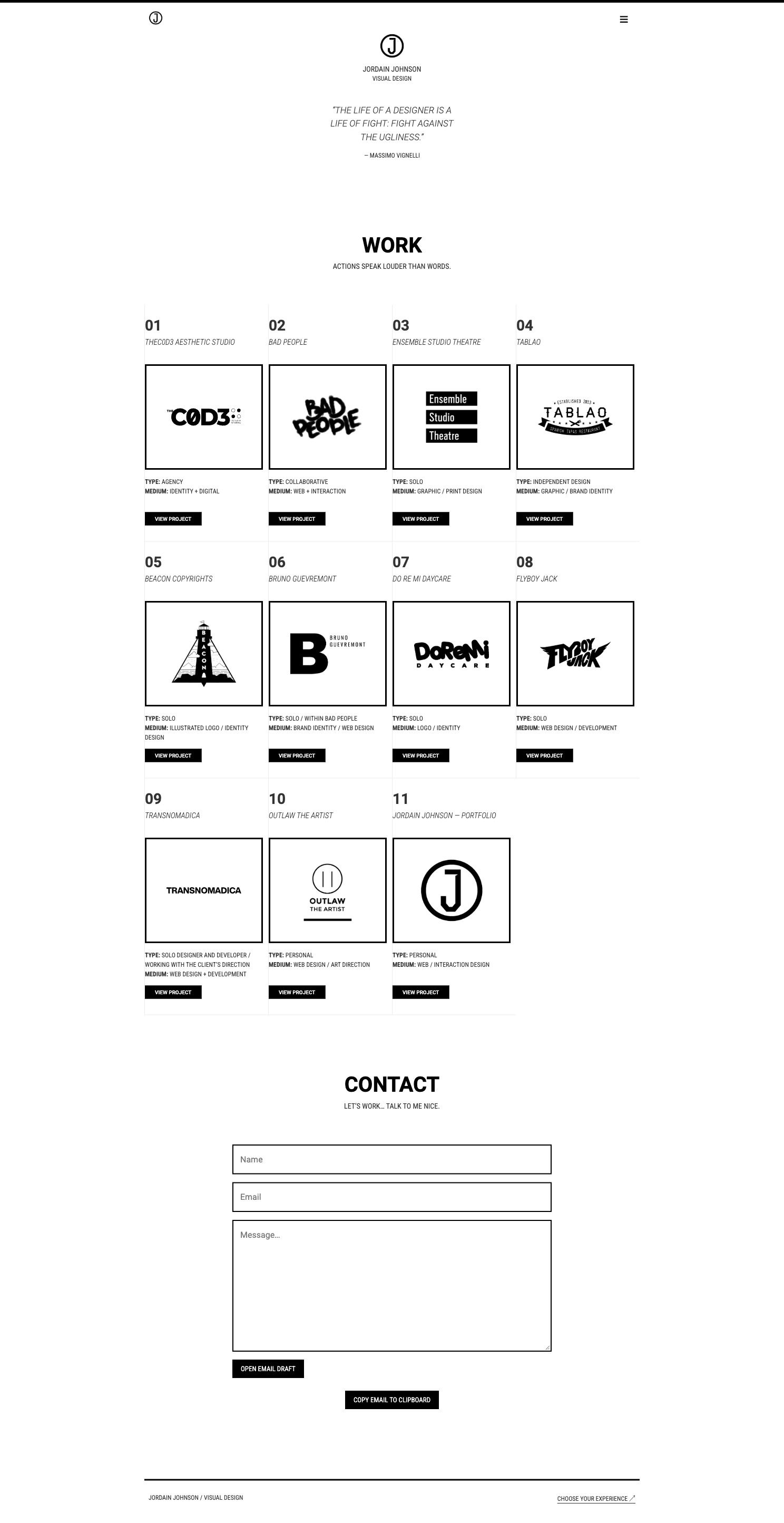 Current Minimal portfolio on desktop