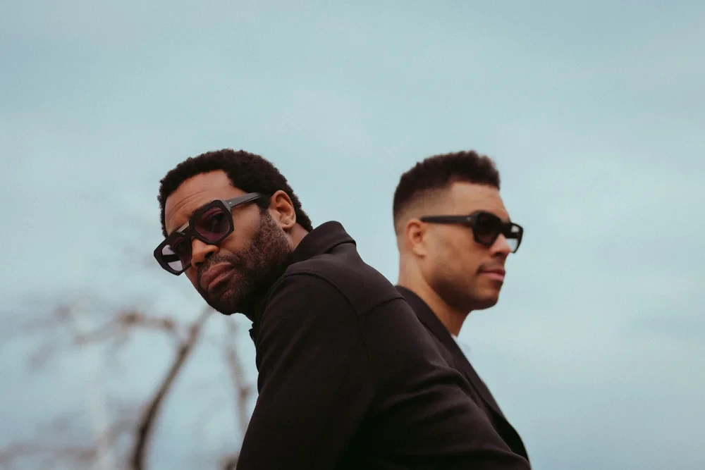 Two men wearing sunglasses in the Kirk and Kirk eyewear campaign